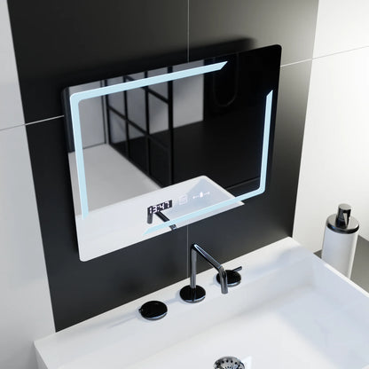 Oglinda LED Rectangulara, 80x60cm, Rayonnement MotionGlow Marcello, Sistem Dezaburire, Ceas & Termometru, Dimabila