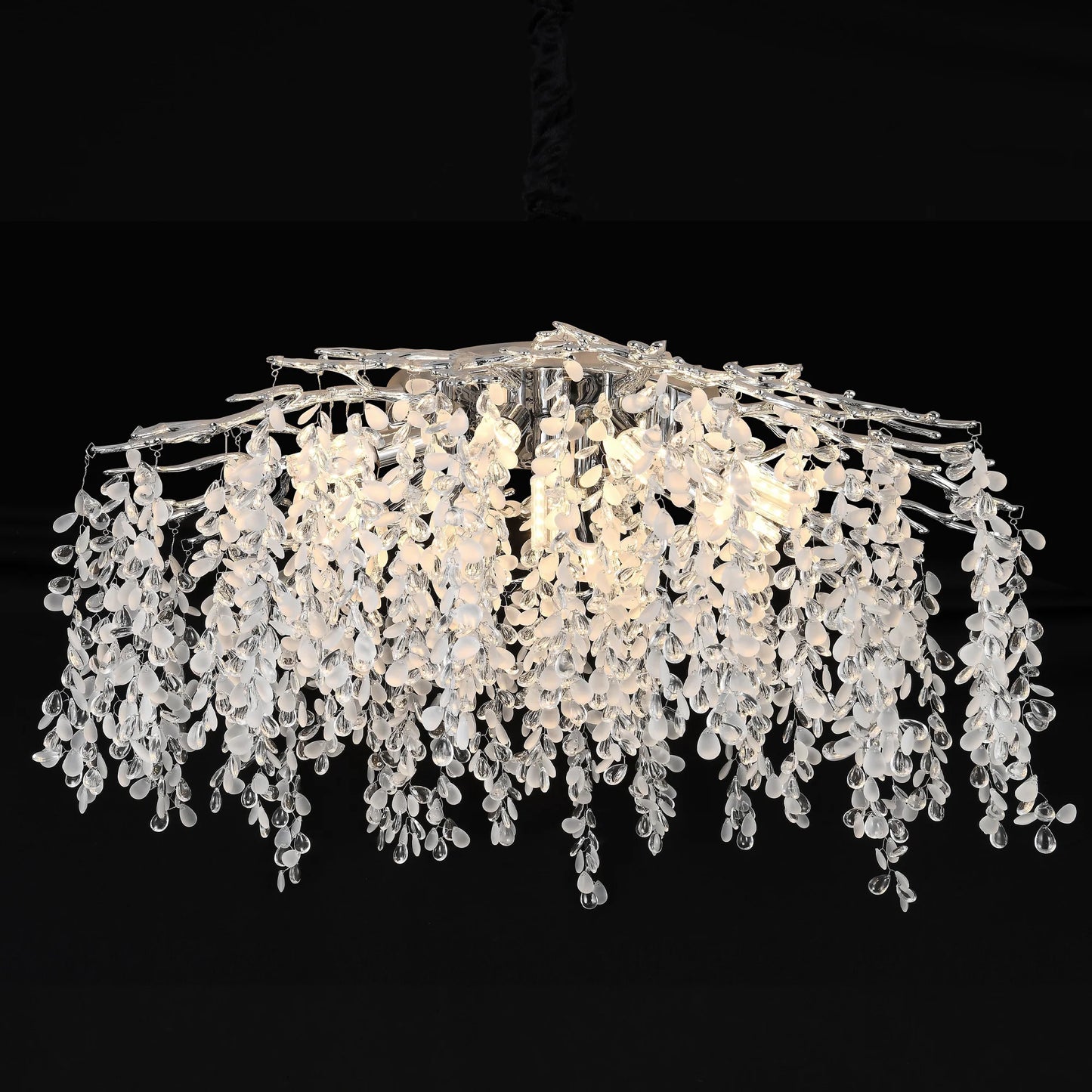 Candelabru Cristal CC8080/D800CH, 9x E14, Diametru 49cm, Crom