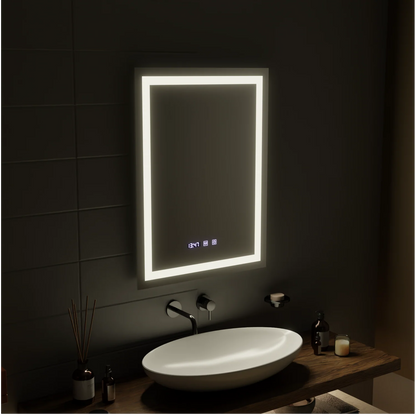 Oglinda LED Touch MODENA Sistem Dezaburire, Ceas si Temperatura 60x80 cm