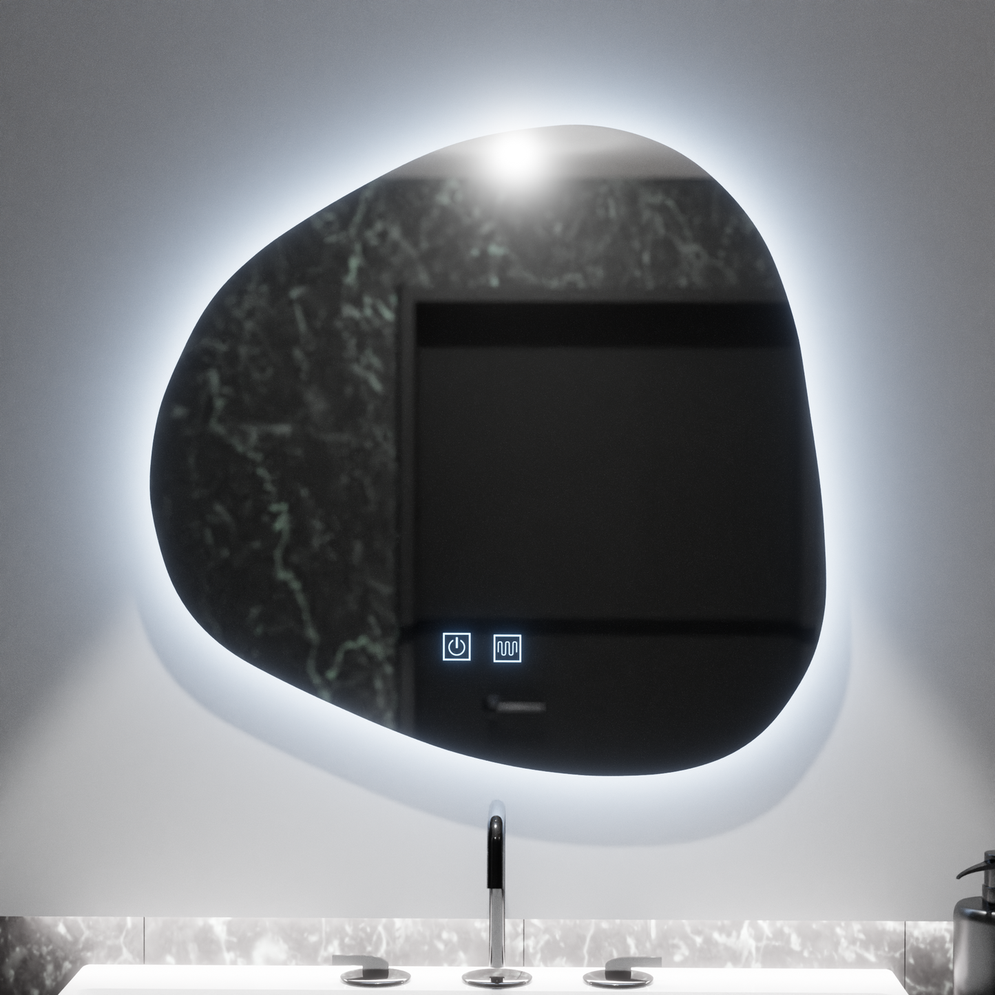 Oglinda LED Organica 60x60cm, Duna Touch, Sistem Dezaburire, Dimabila
