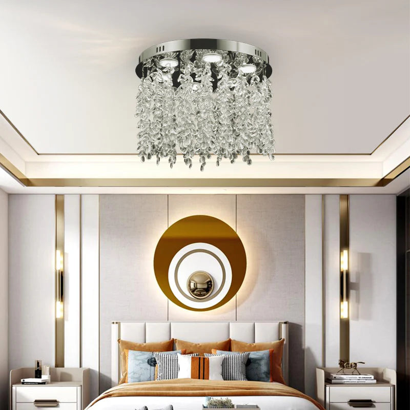 Candelabru LED Cristal LLC210/400CH Rotund, 22W, Lumina Rece/Calda/Neutra, Cristal, Crom Lucios