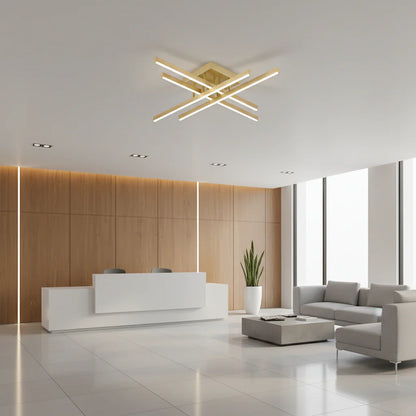 Lustra LED cu Telecomanda LINEX, 54W, Lumina 3000K/4000K/6000K, Dimabila, Auriu