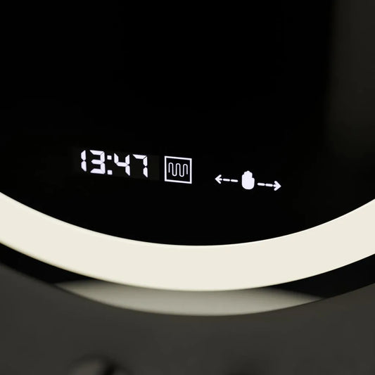 Oglinda LED Rotunda, 60cm, Celeste MotionGlow Marcello, Sistem Dezaburire, Ceas & Termometru, Dimabila – oglindă LED, 60