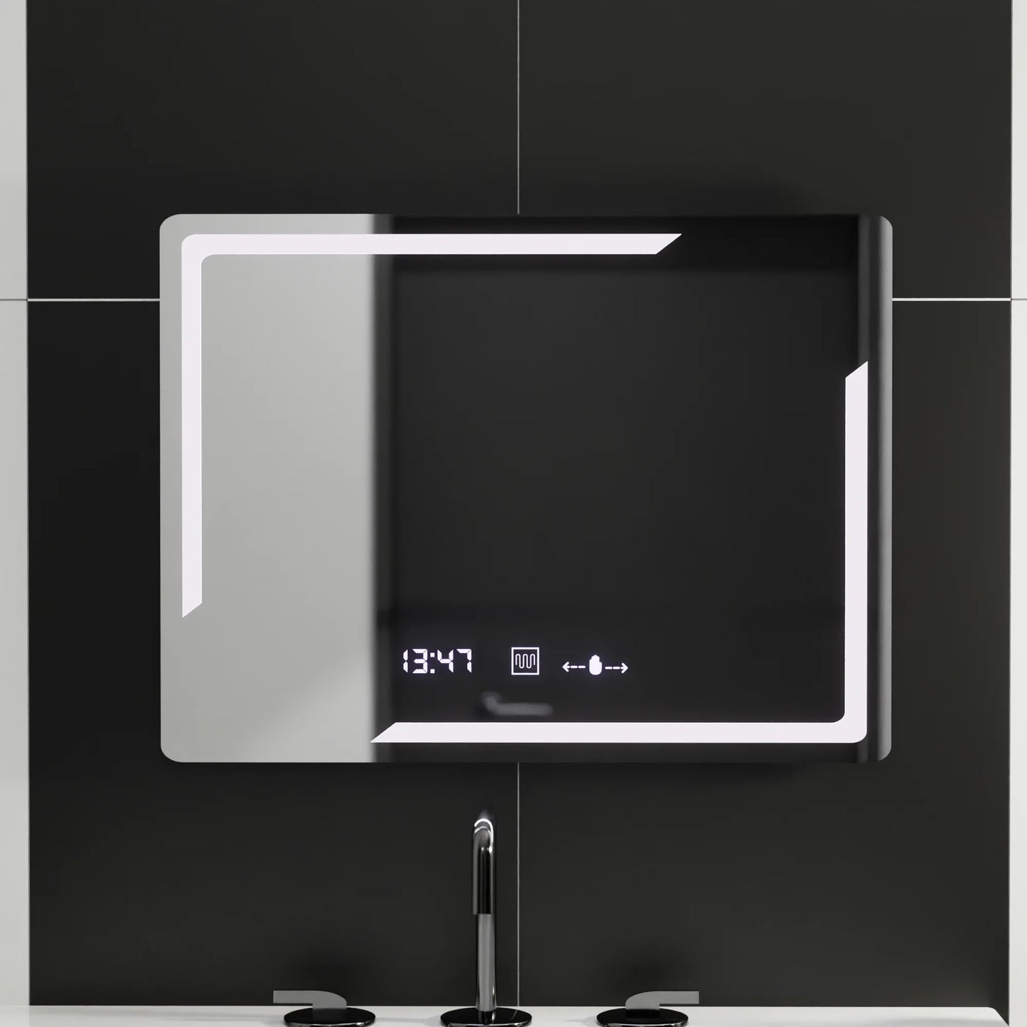 Oglinda LED Rectangulara, 80x60cm, Rayonnement MotionGlow Marcello, Sistem Dezaburire, Ceas & Termometru, Dimabila