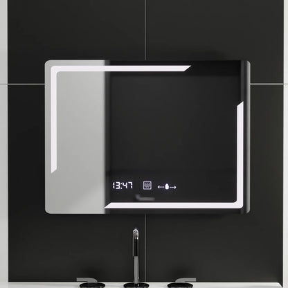 Oglinda LED Rectangulara, 80x60cm, Rayonnement MotionGlow Marcello, Sistem Dezaburire, Ceas & Termometru, Dimabila