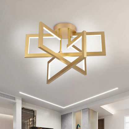 Lustra LED cu telecomanda 73W, 3 Elemente, lumina Rece/Calda/Neutra, Dimabila, Auriu