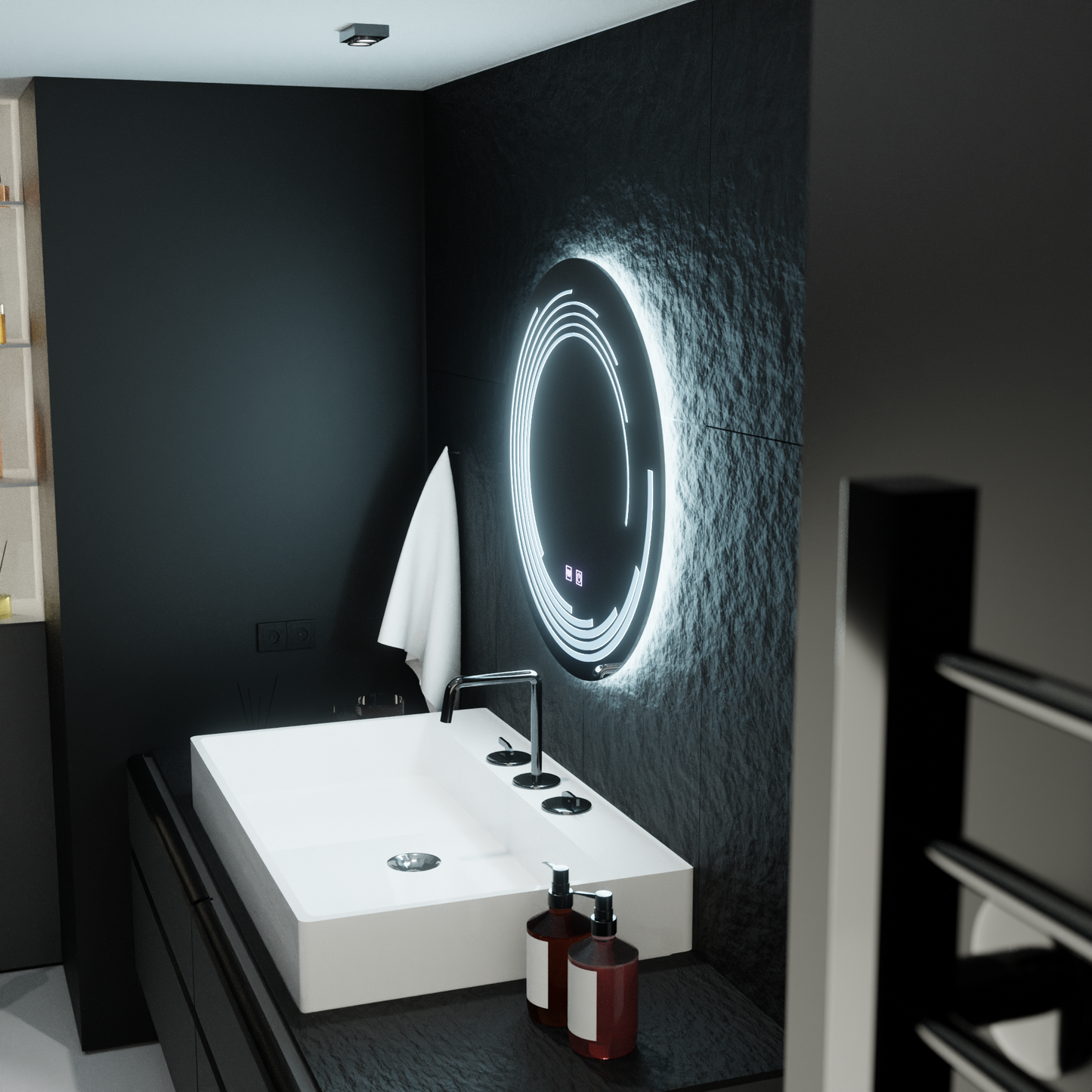 Oglinda LED Rotunda 70cm Lira Verita Touch Sistem Dezaburire Dimabila