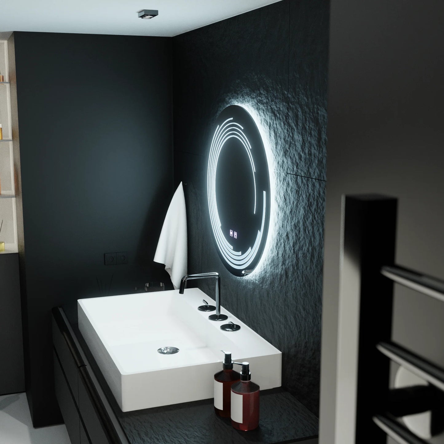Oglinda LED Rotunda 70cm Lira Verita Touch Sistem Dezaburire Dimabila