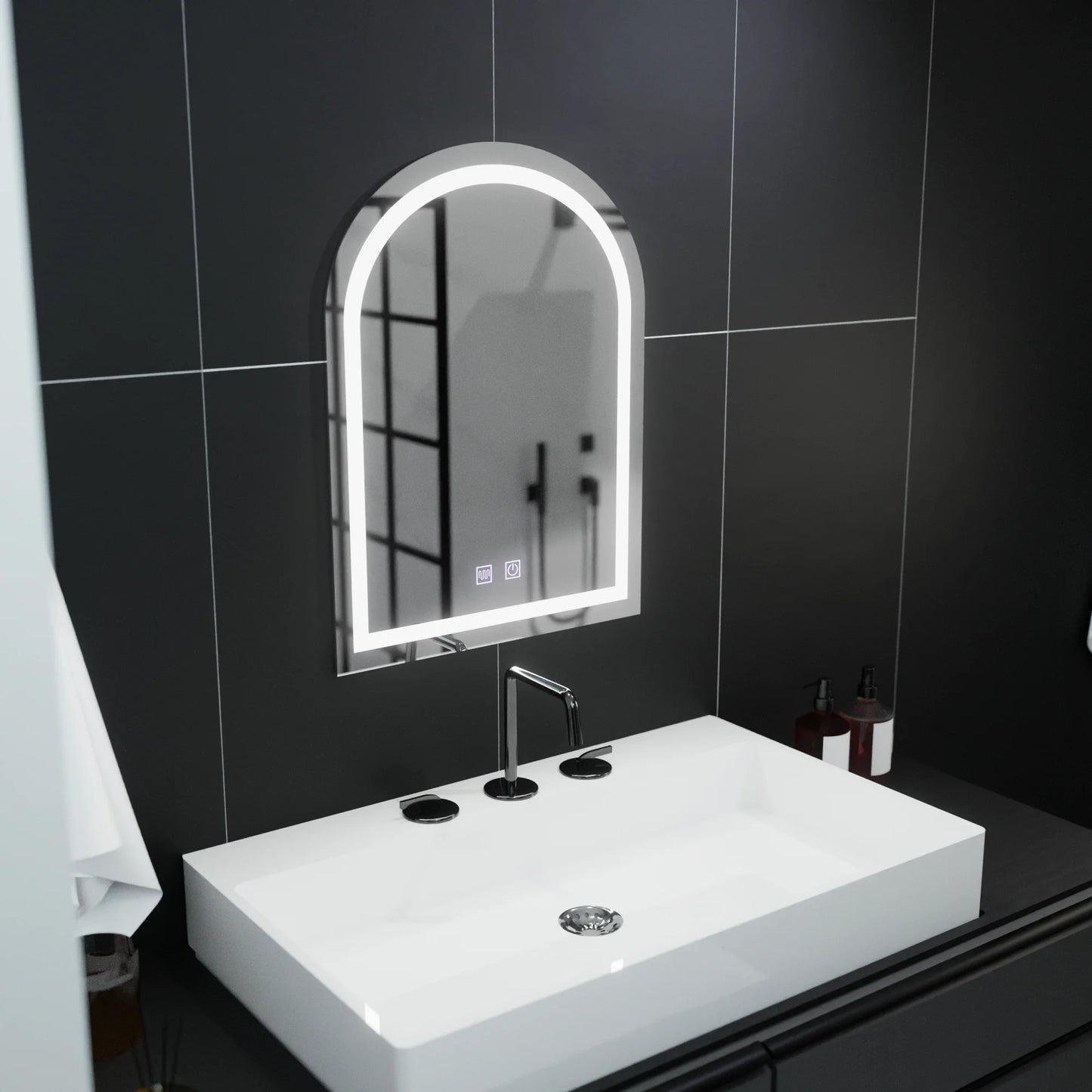 Oglinda LED Arcata 60x80cm, Arco Touch, Sistem Dezaburire, Dimabila