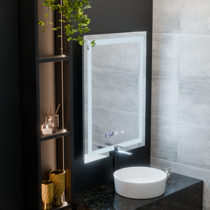 Oglinda LED Rectangulara, 75x90cm, Verite MotionGlow Marcello, Sistem Dezaburire, Ceas & Termometru, Dimabila – oglindă