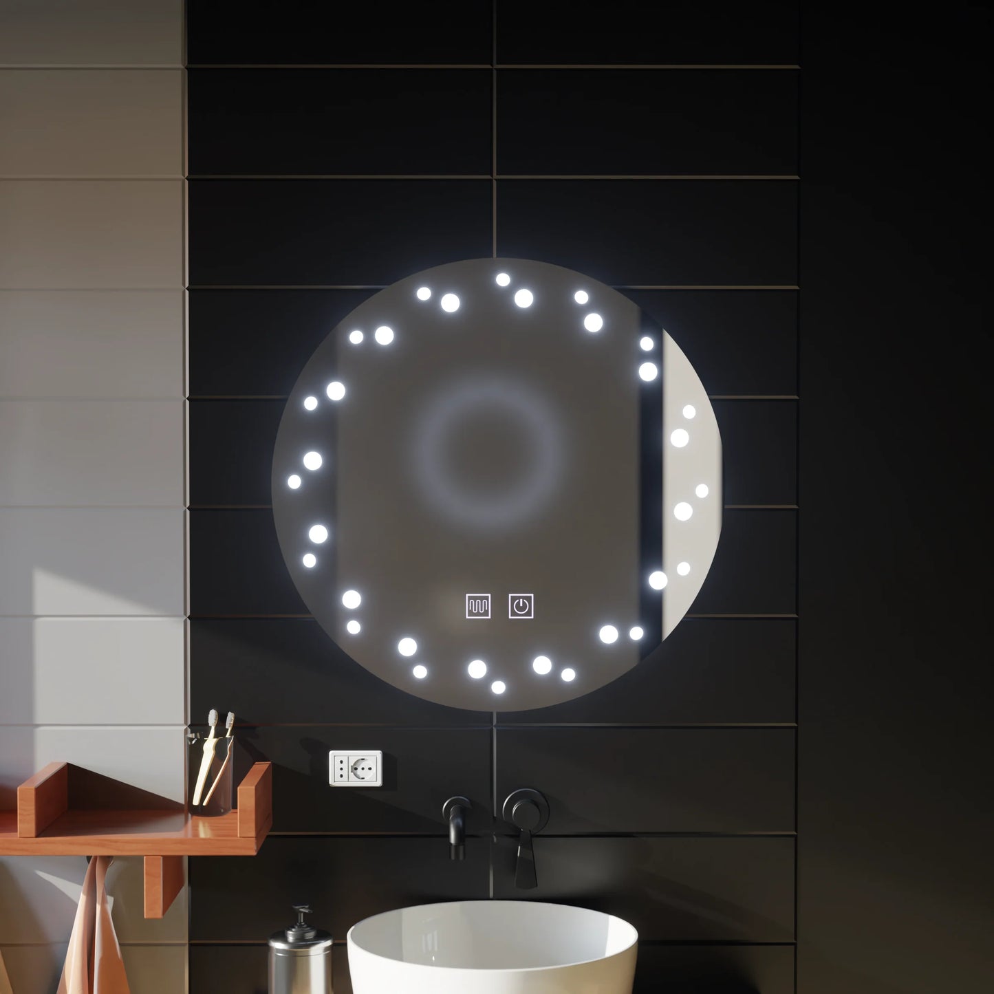 Oglinda LED Touch Ivory, Sistem Dezaburire, Diametru 60cm, Lumina Rece 6000K
