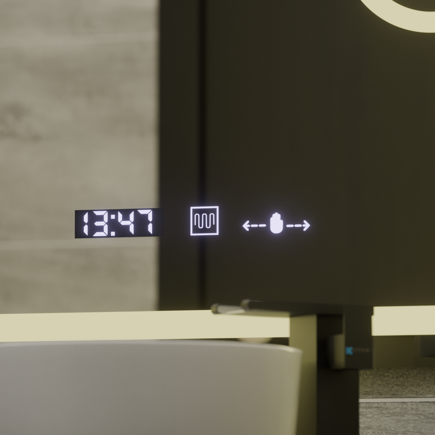 Oglinda LED Rectangulara, 75x90cm, Eclat MotionGlow Marcello, Sistem Dezaburire, Ceas & Termometru, Lupa Cosmetica, Dima