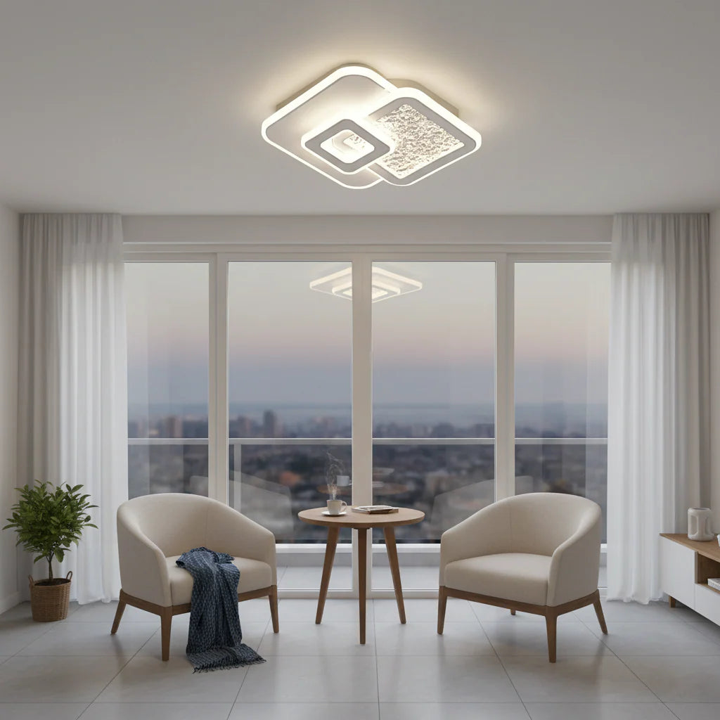 Lustra LED KOMPACTO 57W, 3 Patrate, lumina Rece/Calda/Neutra, Alb