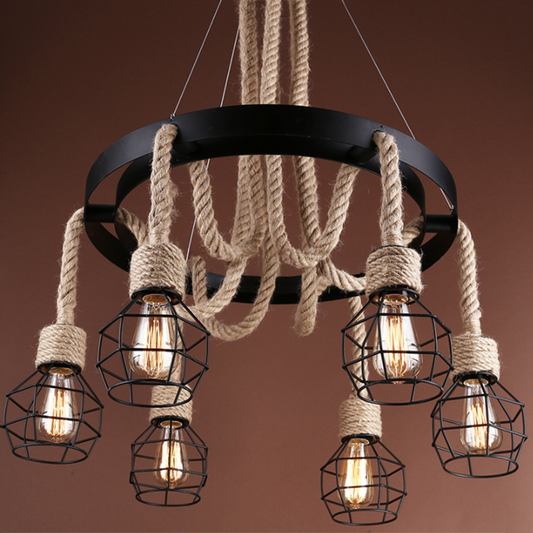 Lustra Roata LV580/6BK, 6*E27, Maro, Metal si Sfoara – lustră LED – RegalStore, iluminat interior