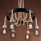 Lustra Roata LV580/6BK, 6*E27, Maro, Metal si Sfoara