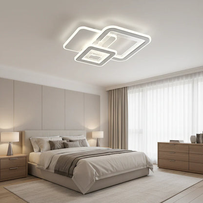 Lustra LED SQUARE 53W, 3 Patrate, lumina Rece/Calda/Neutra, Alb