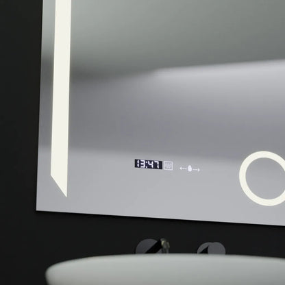 Oglinda LED Rectangulara 60x80 Precision MotionGlow Marcello, Lupa Cosmetica, Sistem Dezaburire, Termometru, Ceas, Dimabila