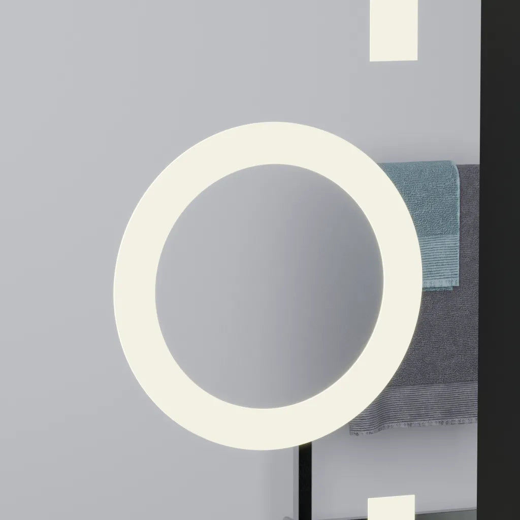 Oglinda LED Rectangulara, 60x80cm, Eclat MotionGlow Marcello, Ceas & Termometru, Sistem Dezaburire, Lupa Cosmetica, Dima