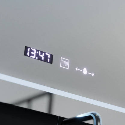 Oglinda LED Rectangulara, 80x60cm, Stile MotionGlow Marcello, Sistem Dezaburire, Ceas & Termometru, Lupa Cosmetica, Dimabila