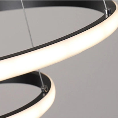 Lustra LED suspendata RICCI 45W, 3 Cercuri, lumina Rece/Calda/Neutra, Negru, Inaltime Reglabila