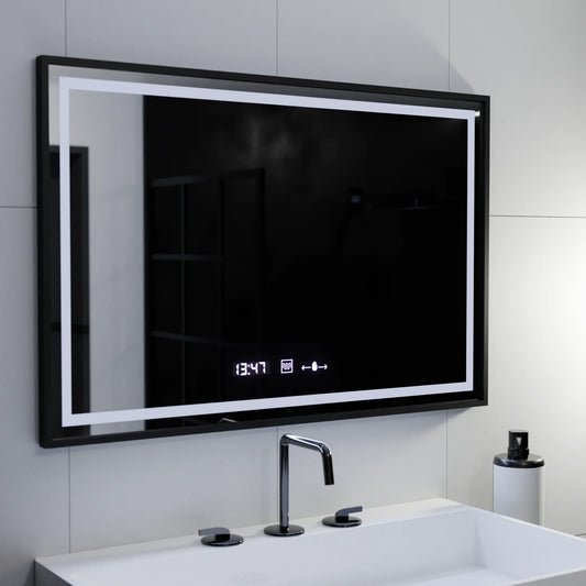 Oglinda LED Rectangulara, 120x80cm, Raggio Motion Glow Marcello, Sistem Dezaburire, Termometru si Ceas, Dimabila