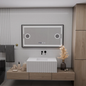 Oglinda LED Senzor MotionGlow Domingo cu functie Dezaburire Termometru Ceas 120x65 cm Lumina Rece/Calda/Neutra Dimabila, Rama Negru Brushed, colectia Marcello Funghi