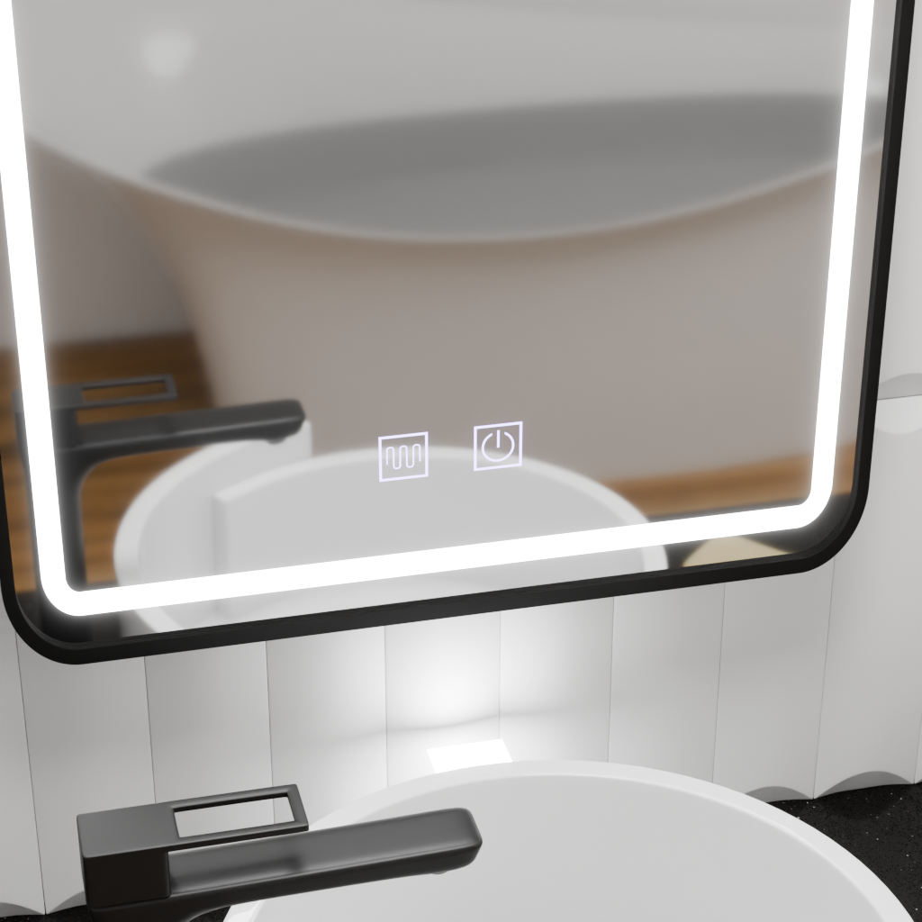 Oglinda LED Rectangulara 60x80cm Taglio Touch Sistem Dezaburire, Rama Neagra