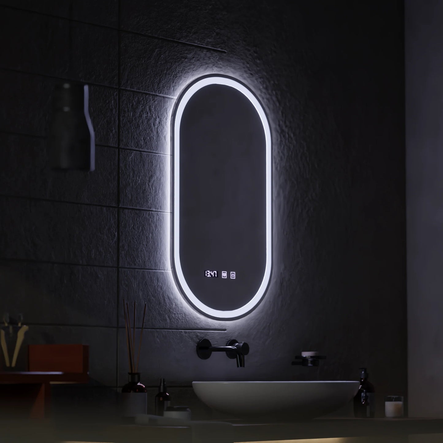 Oglinda LED Touch ONIRA Sistem Dezaburire, Ceas si Temperatura 50x80 cm