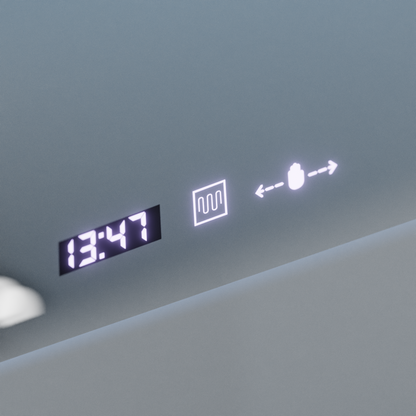 Oglinda LED Rectangulara, 100x65cm, Verite Royale Gold Motion Glow Marcello, Sistem Dezaburire, Ceas & Termometru, Dimabila