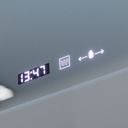 Oglinda LED Rectangulara, 100x65cm, Verite Royale Gold Motion Glow Marcello, Sistem Dezaburire, Ceas & Termometru, Dimabila