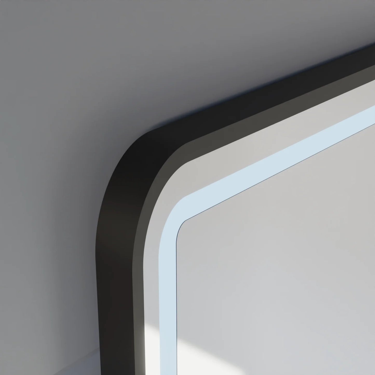 Oglinda LED Touch LUCIDA Sistem Dezaburire, Ceas si Temperatura 60x80 cm Rama Negru Brushed
