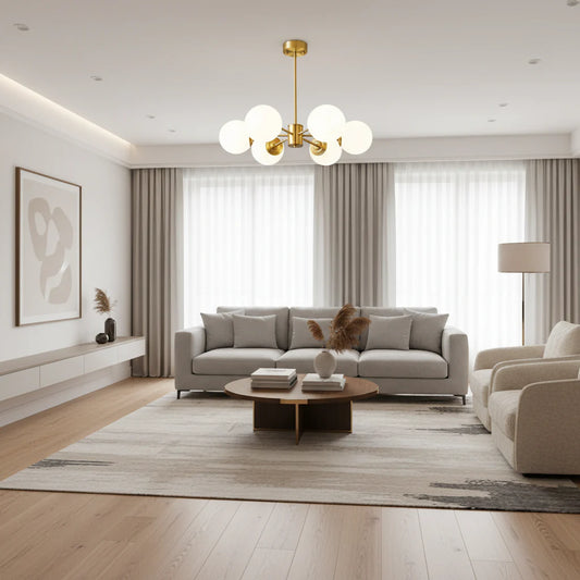 Lustra LOFT Manor, 6x E27, Alb Auriu, Metal