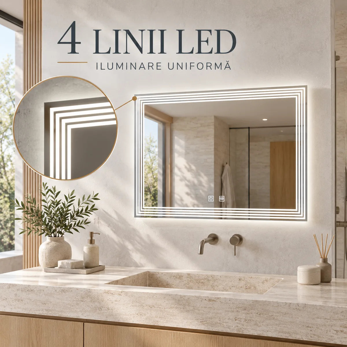 Oglinda LED ADIS - patru linii LED
