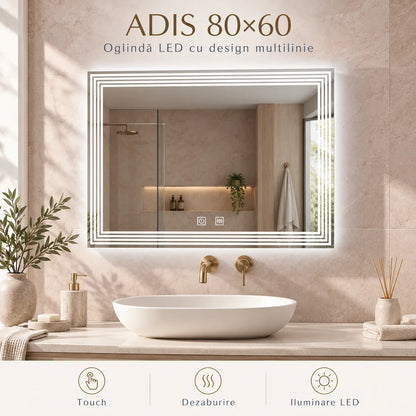 ADIS 80x60 oglinda LED design multilinie