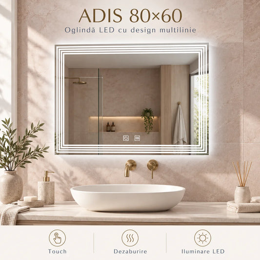 ADIS 80x60 oglinda LED design multilinie
