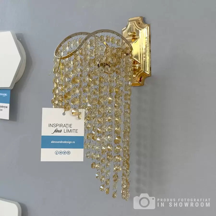 Aplica Cristal Sapphire 1x E27 Auriu – aplică LED, culoare aurie – RegalStore, iluminat interior