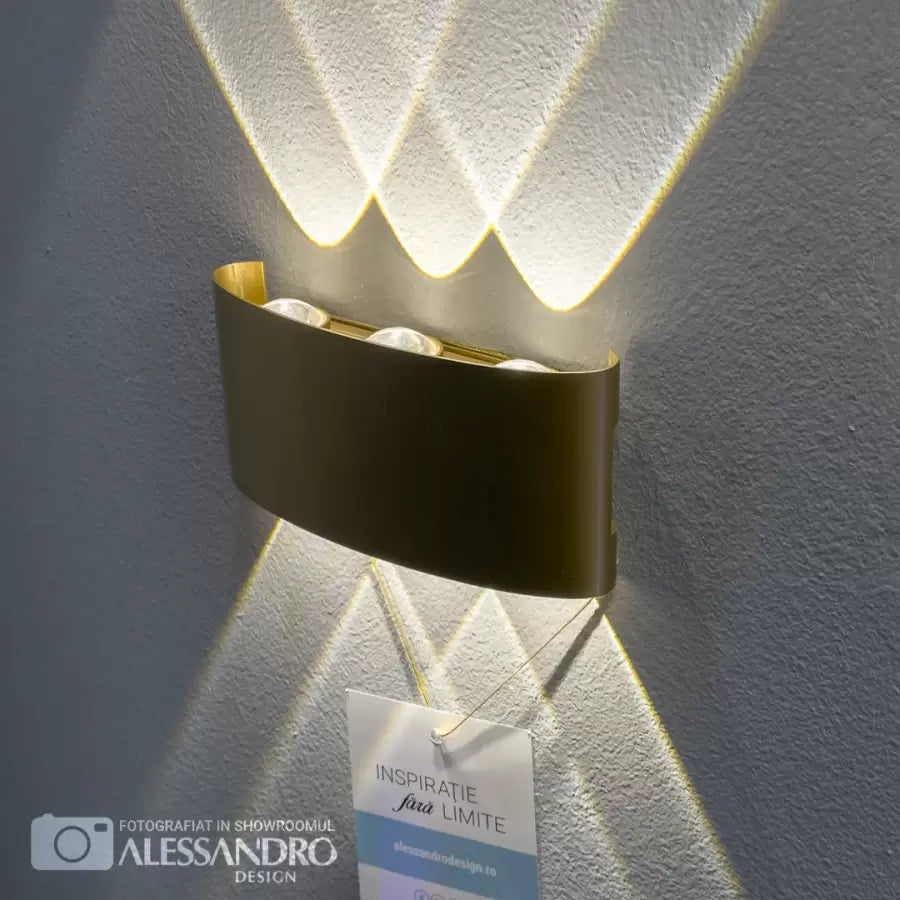 Fantas Aplica LED de Exterior si Interior, 6 Surse x 1W, IP65, Metalic, Auriu, 3000K – aplică LED, culoare aurie – Regal