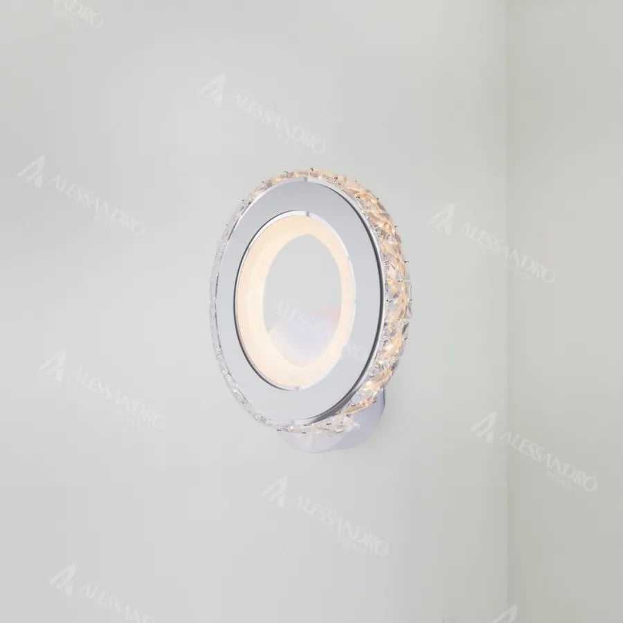 Aplica LED Borandis 20W, Alb cu Crom, Acril si Cristal , Lumina Rece/Calda/Neutra – aplică LED, culoare argintie, culoar