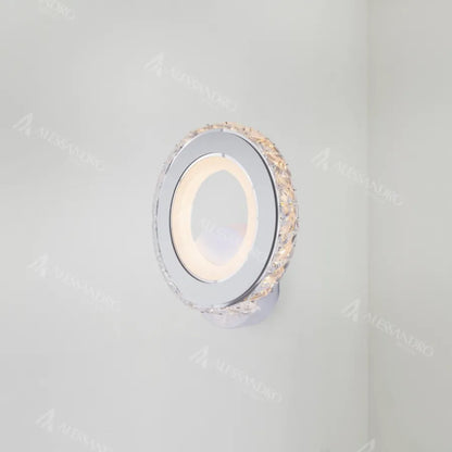 Aplica LED Borandis 20W, Alb cu Crom, Acril si Cristal , Lumina Rece/Calda/Neutra – aplică LED, culoare argintie, culoar