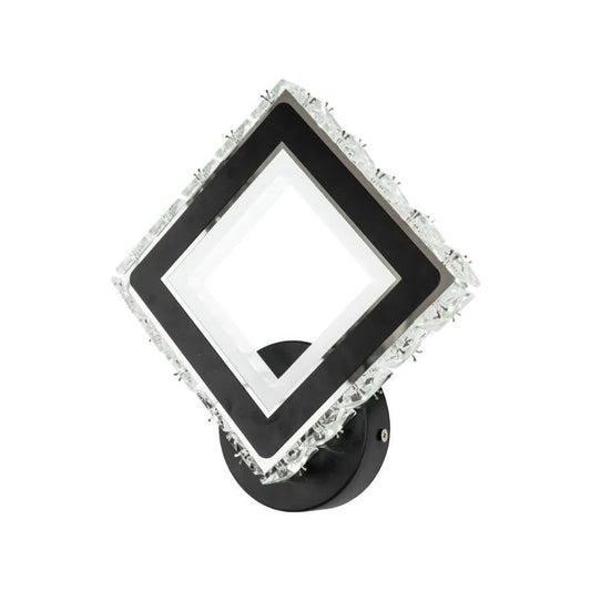 Aplica LED TERRANO cu Cristale, Patrat, 24W, Lumina Rece/Calda/Neutra, Negru & Inox – aplică LED, culoare neagră – Regal