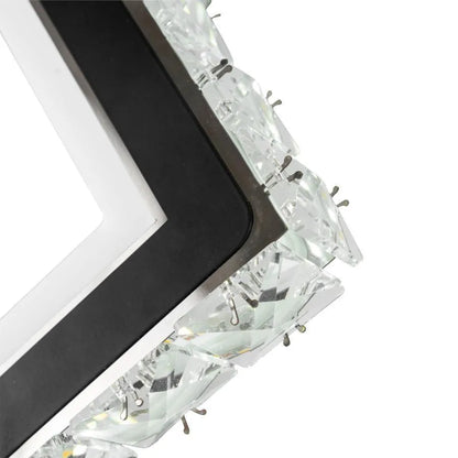 Aplica LED TERRANO cu Cristale, Patrat, 24W, Lumina Rece/Calda/Neutra, Negru & Inox