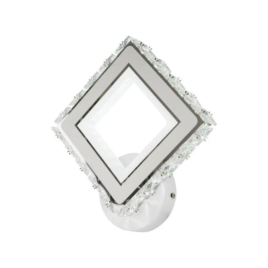 Aplica LED TERRANO cu Cristale, Patrat, 24W, Lumina Rece/Calda/Neutra, Alb & Inox – aplică LED, culoare albă – RegalStor