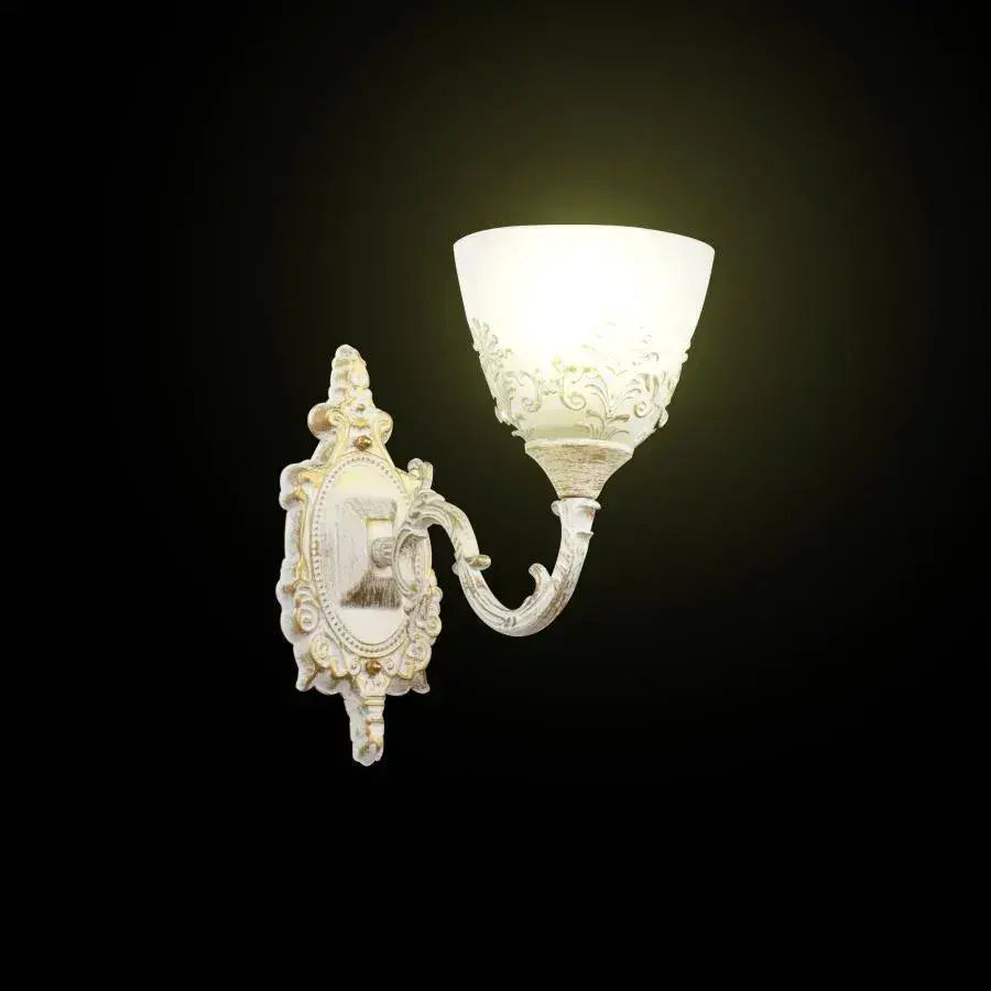 Aplica Rustic COTTAGE, 1*E27, Alb, Metal si Sticla