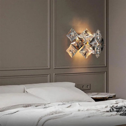 Aplica Zarina 2*E14, Metal si Cristal, Auriu