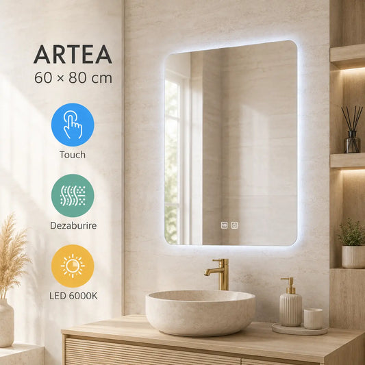 Oglindă LED ARTEA 60x80 cm – prezentare premium