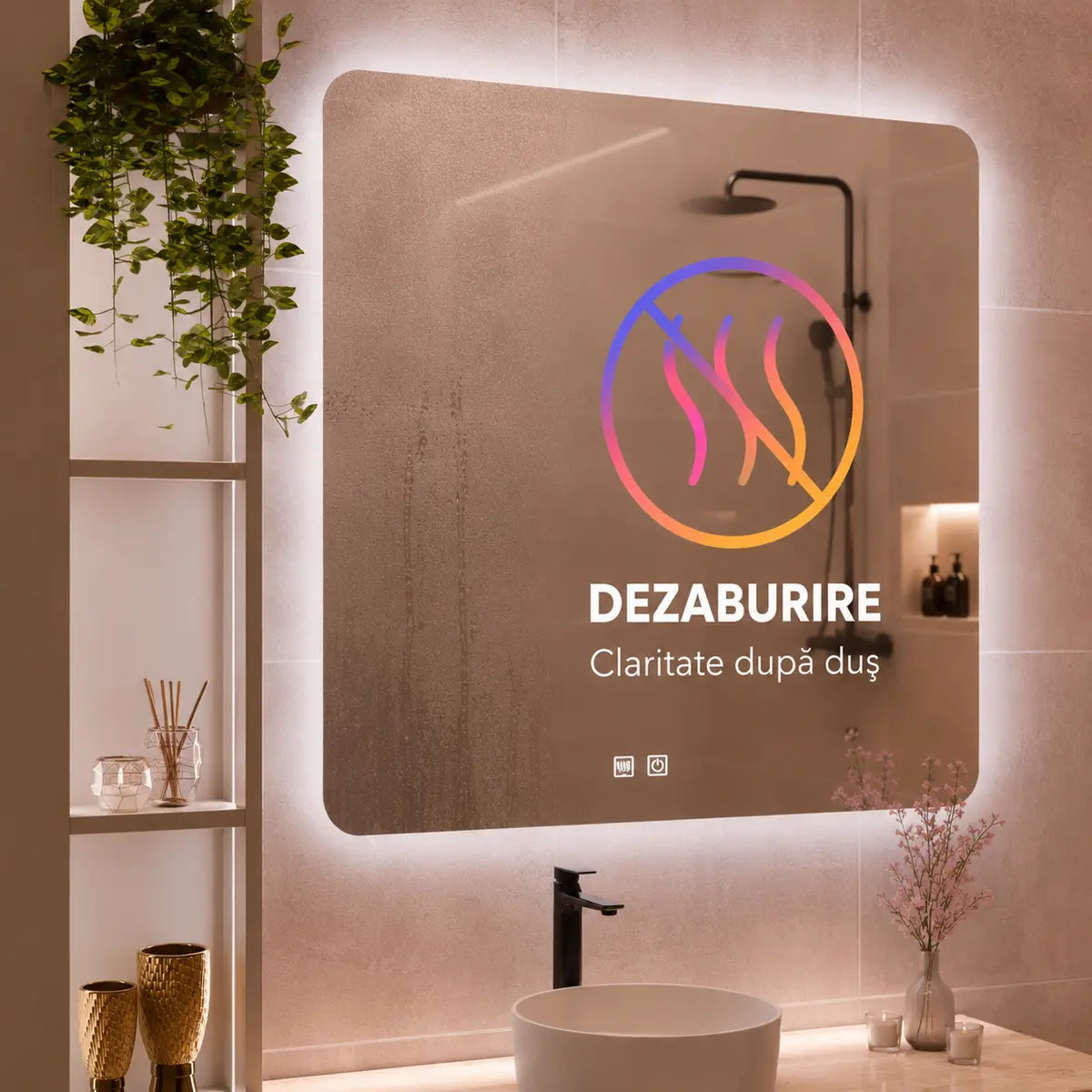 Oglindă LED ARTEA – funcție de dezaburire