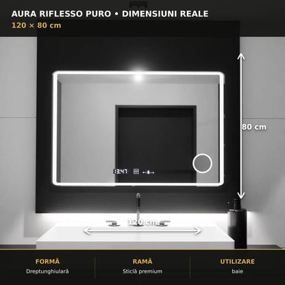 Oglindă LED Aura Riflesso Puro 120x80 cm – dimensiuni