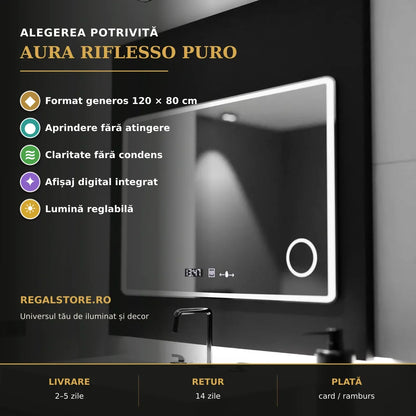 Oglindă LED Aura Riflesso Puro 120x80 cm – beneficii