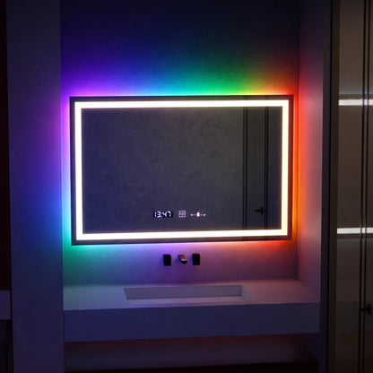 Oglinda LED Rectangulara 120x80cm Verite MotionGlow Marcello, Sistem Dezaburire, Ceas & Termometru, Dimabila W09/120X80BTRGB