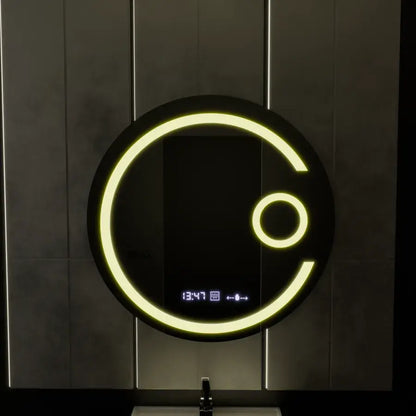 Oglinda LED Rotunda 60 Visio MotionGlow Marcello, Lupa Cosmetica, Sistem Dezaburire, Termometru si Ceas, Dimabila